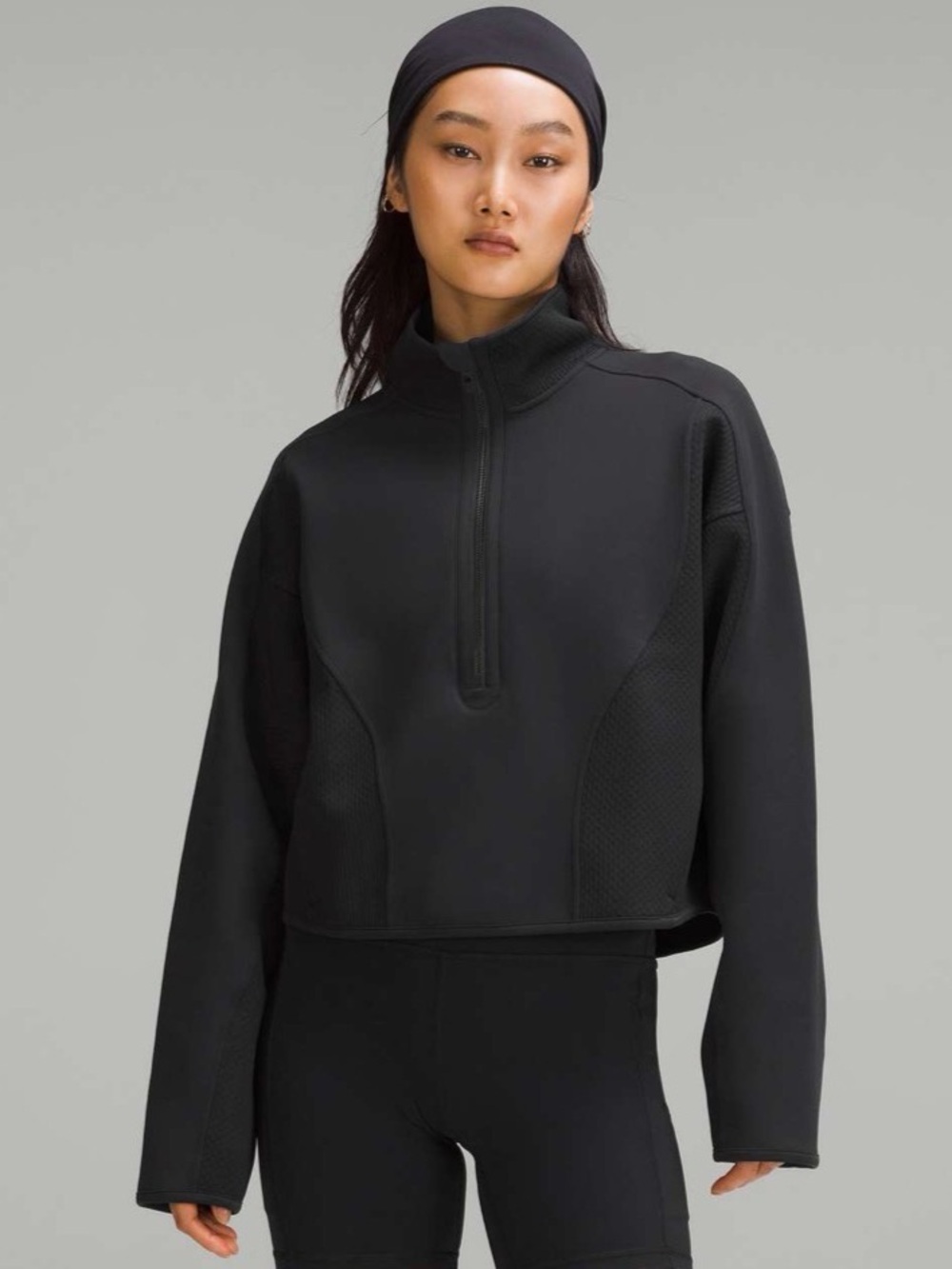 Lululemon Mixed Fabric Halt-Zip Pullover Black